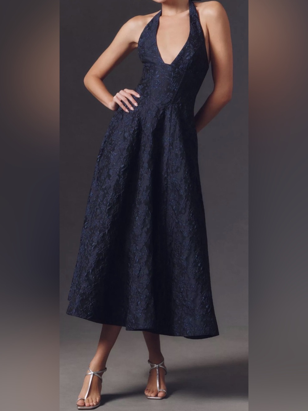 NWT Anthropologies Mare Mare Halter Corset Jacquard Maxi Dress XXS